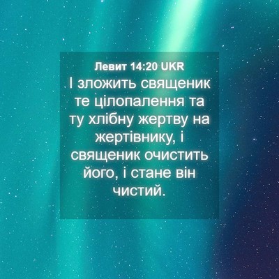 Picture 04 - Левит 14:20 UKR - І зложить священик те - Bible Verse Picture