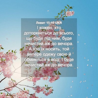 Picture 04 - Левит 15:10 UKR - І кожен, хто доторкнеться - Bible Verse Picture