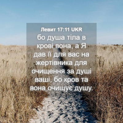 Picture 04 - Левит 17:11 UKR - бо душа тіла в крові вона, а - Bible Verse Picture