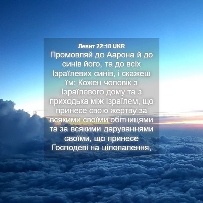 Picture 04 - Левит 22:18 UKR - Промовляй до Аарона й до - Bible Verse Picture