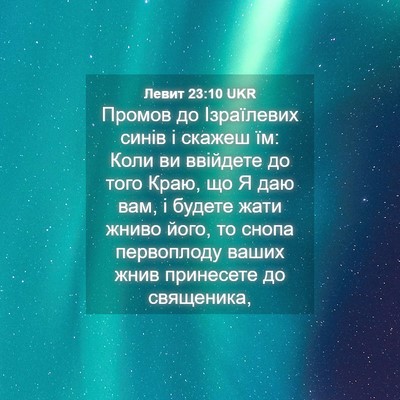 Picture 04 - Левит 23:10 UKR - Промов до Ізраїлевих синів - Bible Verse Picture