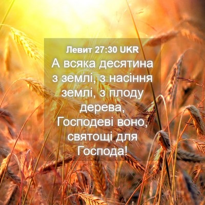 Picture 04 - Левит 27:30 UKR - А всяка десятина з землі, з - Bible Verse Picture