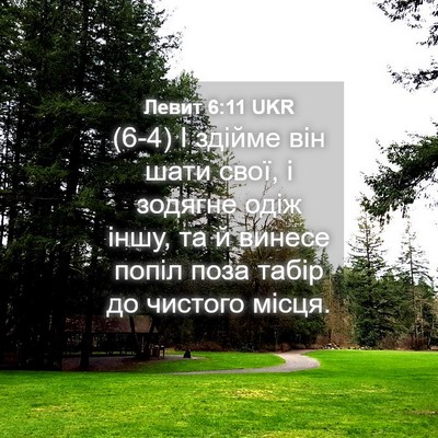 Picture 04 - Левит 6:11 UKR - (6-4) І здійме він шати свої, - Bible Verse Picture