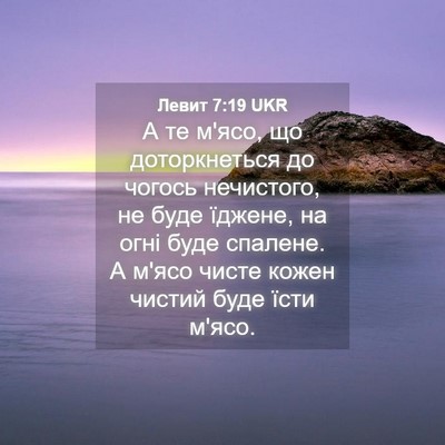 Picture 04 - Левит 7:19 UKR - А те м'ясо, що доторкнеться - Bible Verse Picture