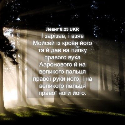 Picture 04 - Левит 8:23 UKR - І зарізав, і взяв Мойсей із - Bible Verse Picture