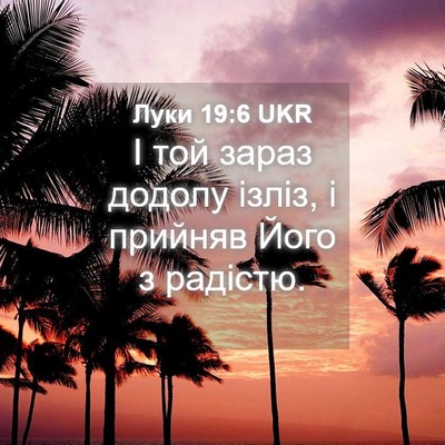 Picture 04 - Луки 19:6 UKR - І той зараз додолу ізліз, і - Bible Verse Picture