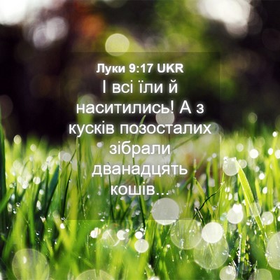 Picture 04 - Луки 9:17 UKR - І всі їли й наситились! А з - Bible Verse Picture