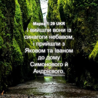 Picture 04 - Марка 1:29 UKR - І вийшли вони із синагоги - Bible Verse Picture