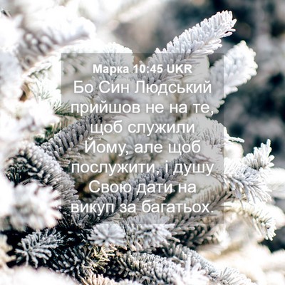 Picture 04 - Марка 10:45 UKR - Бо Син Людський прийшов не - Bible Verse Picture