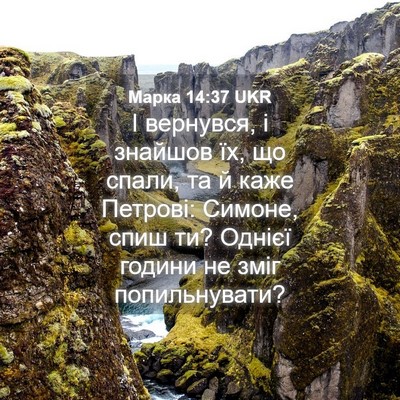 Picture 04 - Марка 14:37 UKR - І вернувся, і знайшов їх, що - Bible Verse Picture