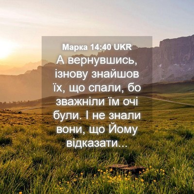 Picture 04 - Марка 14:40 UKR - А вернувшись, ізнову - Bible Verse Picture