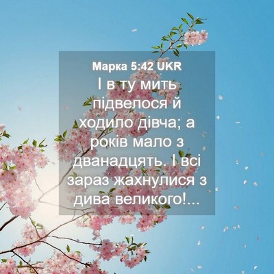 Picture 04 - Марка 5:42 UKR - І в ту мить підвелося й - Bible Verse Picture