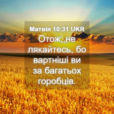 Picture 04 - Матвія 10:31 UKR - Отож, не лякайтесь, бо - Bible Verse Picture