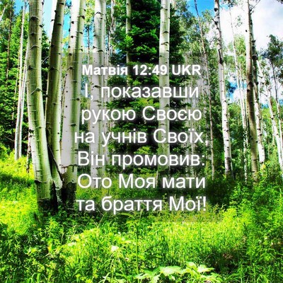 Picture 04 - Матвія 12:49 UKR - І, показавши рукою Своєю на - Bible Verse Picture