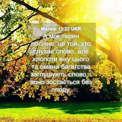 Picture 04 - Матвія 13:22 UKR - А між терен посіяне, це той, - Bible Verse Picture