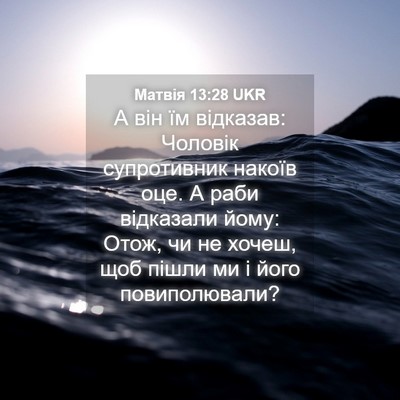 Picture 04 - Матвія 13:28 UKR - А він їм відказав: Чоловік - Bible Verse Picture