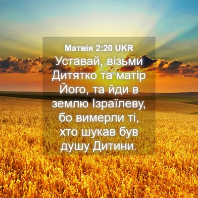 Picture 04 - Матвія 2:20 UKR - Уставай, візьми Дитятко та - Bible Verse Picture