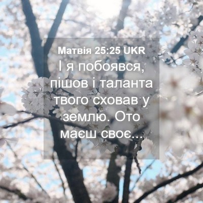 Picture 04 - Матвія 25:25 UKR - І я побоявся, пішов і - Bible Verse Picture