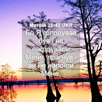 Picture 04 - Матвія 25:42 UKR - Бо Я голодував був і не - Bible Verse Picture
