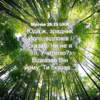 Picture 04 - Матвія 26:25 UKR - Юда ж, зрадник Його, - Bible Verse Picture