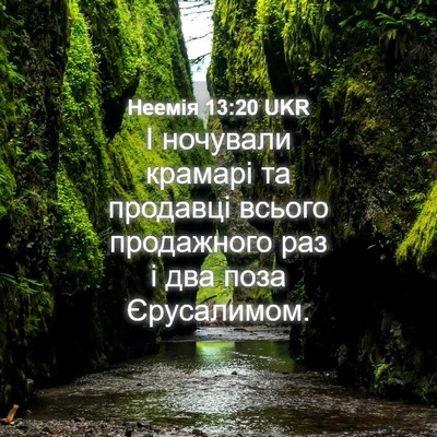 Picture 04 - Неемія 13:20 UKR - І ночували крамарі та - Bible Verse Picture