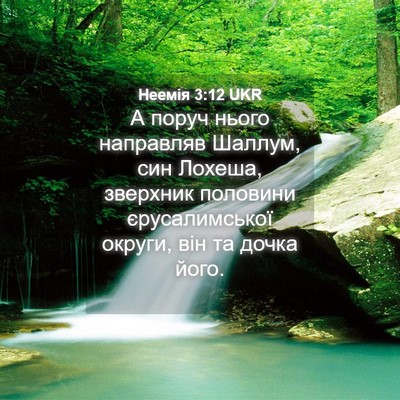 Picture 04 - Неемія 3:12 UKR - А поруч нього направляв - Bible Verse Picture
