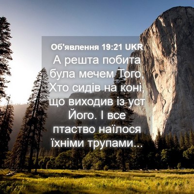 Picture 04 - Об'явлення 19:21 UKR - А решта побита була мечем - Bible Verse Picture