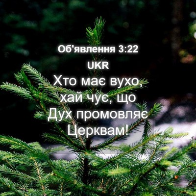 Picture 04 - Об'явлення 3:22 UKR - Хто має вухо, хай чує, що - Bible Verse Picture