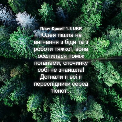 Picture 04 - Плач Єремії 1:3 UKR - Юдея пішла на вигнання з - Bible Verse Picture