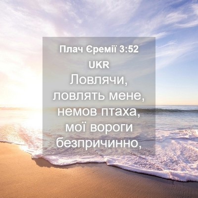 Picture 04 - Плач Єремії 3:52 UKR - Ловлячи, ловлять мене, - Bible Verse Picture