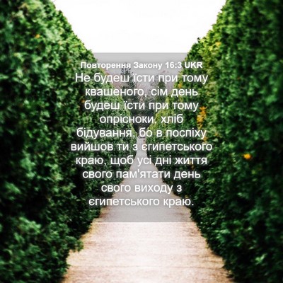 Picture 04 - Повторення Закону 16:3 UKR - Не будеш їсти при тому - Bible Verse Picture