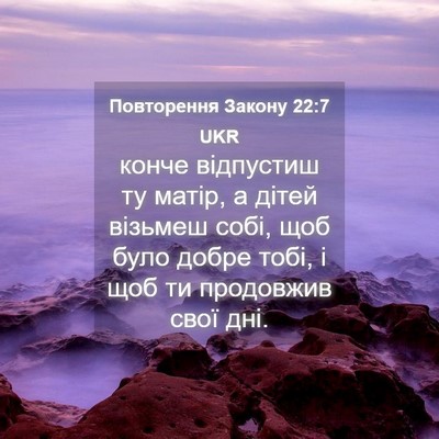Picture 04 - Повторення Закону 22:7 UKR - конче відпустиш ту матір, а - Bible Verse Picture