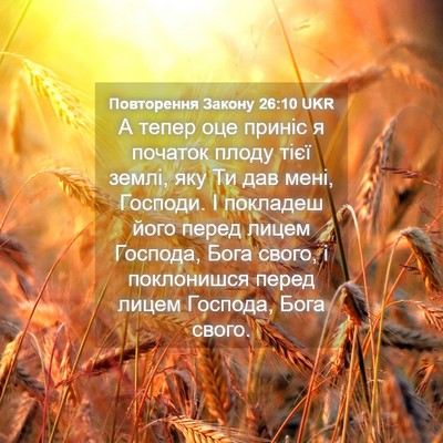 Picture 04 - Повторення Закону 26:10 UKR - А тепер оце приніс я - Bible Verse Picture