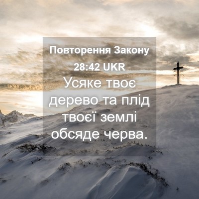Picture 04 - Повторення Закону 28:42 UKR - Усяке твоє дерево та плід - Bible Verse Picture