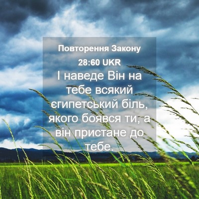 Picture 04 - Повторення Закону 28:60 UKR - І наведе Він на тебе всякий - Bible Verse Picture