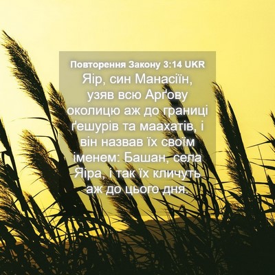Picture 04 - Повторення Закону 3:14 UKR - Яір, син Манасіїн, узяв всю - Bible Verse Picture
