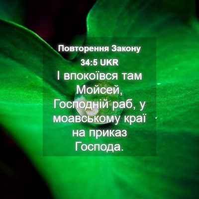 Picture 04 - Повторення Закону 34:5 UKR - І впокоївся там Мойсей, - Bible Verse Picture