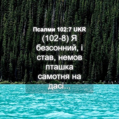 Picture 04 - Псалми 102:7 UKR - (102-8) Я безсонний, і став, - Bible Verse Picture