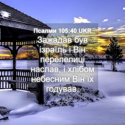 Picture 04 - Псалми 105:40 UKR - Зажадав був ізраїль і Він - Bible Verse Picture