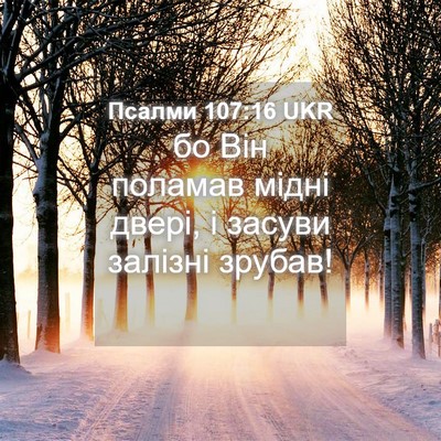 Picture 04 - Псалми 107:16 UKR - бо Він поламав мідні двері, - Bible Verse Picture