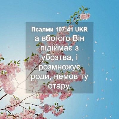 Picture 04 - Псалми 107:41 UKR - а вбогого Він підіймає з - Bible Verse Picture