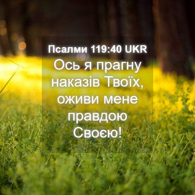 Picture 04 - Псалми 119:40 UKR - Ось я прагну наказів Твоїх, - Bible Verse Picture