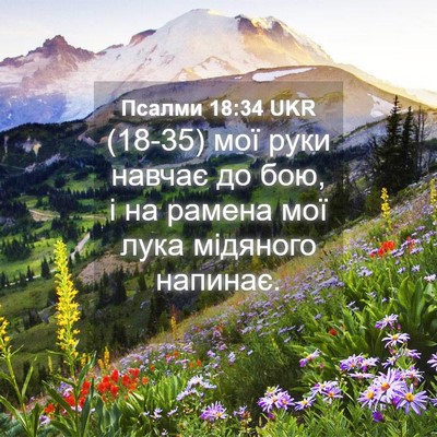 Picture 04 - Псалми 18:34 UKR - (18-35) мої руки навчає до бою, - Bible Verse Picture