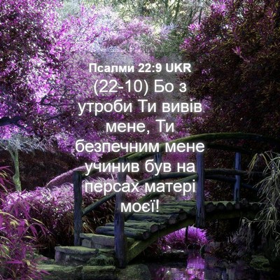 Picture 04 - Псалми 22:9 UKR - (22-10) Бо з утроби Ти вивів - Bible Verse Picture