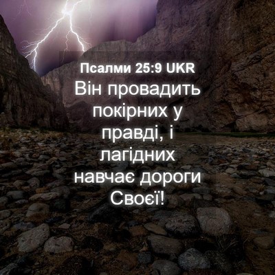 Picture 04 - Псалми 25:9 UKR - Він провадить покірних у - Bible Verse Picture