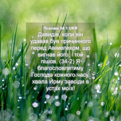 Picture 04 - Псалми 34:1 UKR - Давидів, коли він удавав - Bible Verse Picture