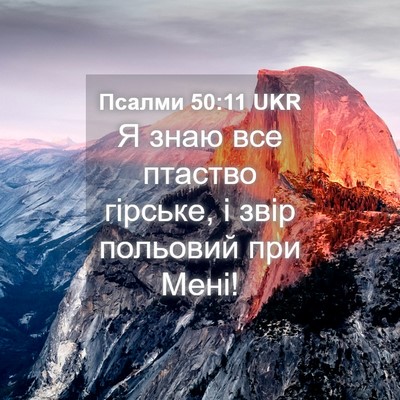 Picture 04 - Псалми 50:11 UKR - Я знаю все птаство гірське, - Bible Verse Picture