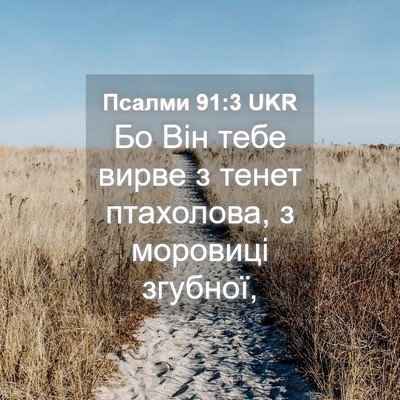 Picture 04 - Псалми 91:3 UKR - Бо Він тебе вирве з тенет - Bible Verse Picture