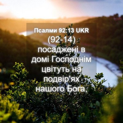 Picture 04 - Псалми 92:13 UKR - (92-14) посаджені в домі - Bible Verse Picture