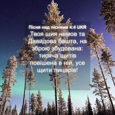 Picture 04 - Пісня над піснями 4:4 UKR - Твоя шия немов та Давидова - Bible Verse Picture